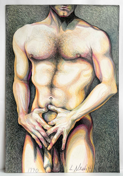 Lowell Nesbitt - Untitled (Nude in Orange and Purple)