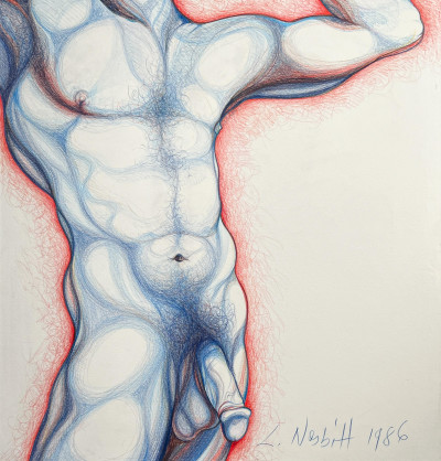 Lowell Nesbitt - Untitled (Nude in Blue and Red)