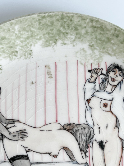 Seven Erotic Painted Dinner Plates