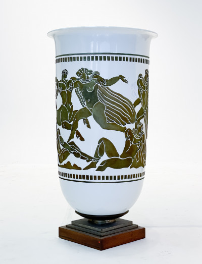 Sèvres - Monumental Lamp with Carved Figural Frieze