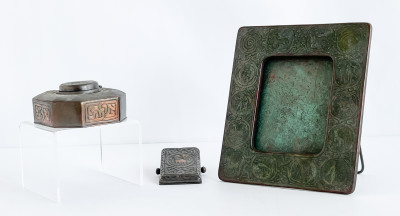 Image for Lot Tiffany Studios - Patinated Bronze Desk Items