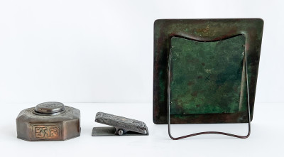 Tiffany Studios - Patinated Bronze Desk Items