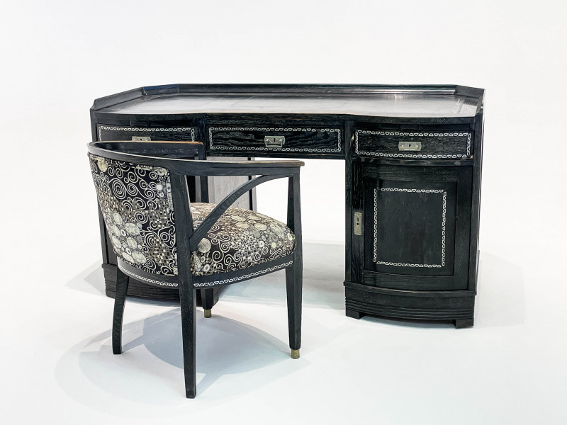 Bernhard Ludwig Black Cerused Oak Desk & Chair