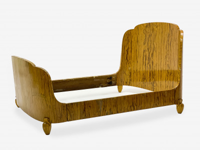 Image for Lot Art Deco Exotic Wood Veneer Bed