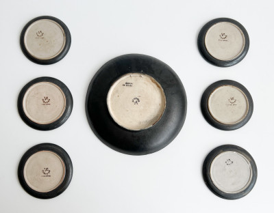 Étienne Vilotte & Poterie De Ciboure Pottery Plate And Six Coasters