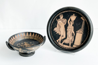 Image for Lot Étienne Vilotte & Poterie De Ciboure Kylix Pottery Vessel And Plate