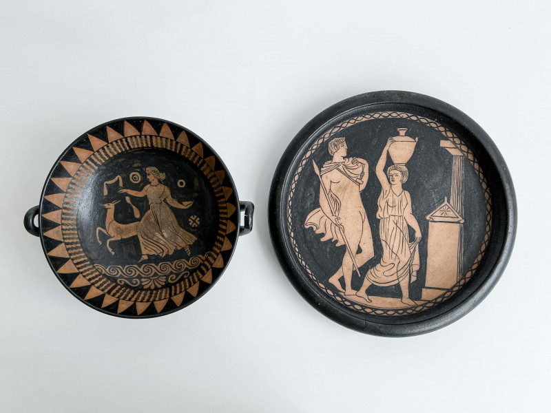 Étienne Vilotte & Poterie De Ciboure Kylix Pottery Vessel And Plate