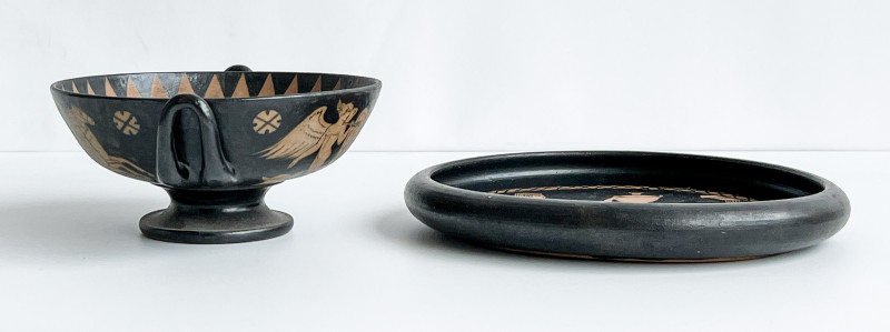Étienne Vilotte & Poterie De Ciboure Kylix Pottery Vessel And Plate