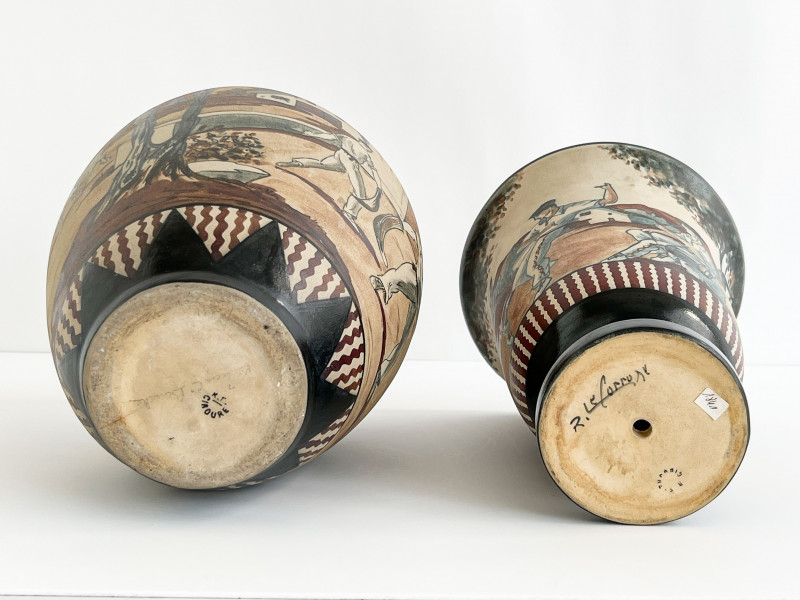 Two Large Étienne Vilotte & Poterie De Ciboure Pottery Vases