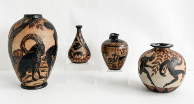 Four Étienne Vilotte & Poterie De Ciboure Pottery Vessels