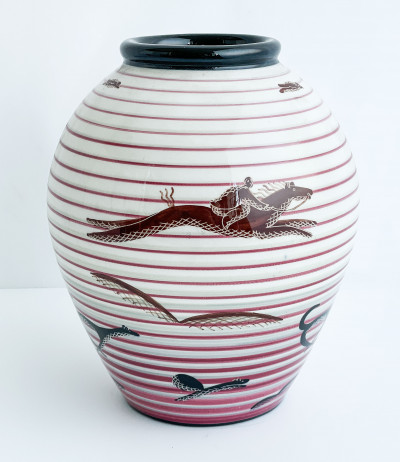 Image for Lot Rometti Ceramiche - Vase 'Scena di Caccia'