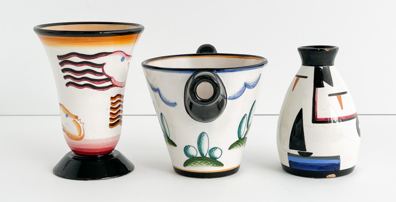 Rometti Ceramiche - Two Vases 'Venti' And 'Nave' And Pitcher 'Campagna'