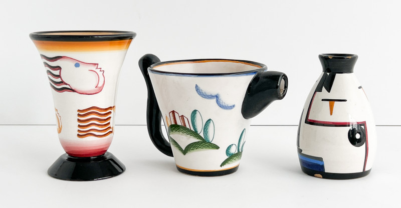 Rometti Ceramiche - Two Vases 'Venti' And 'Nave' And Pitcher 'Campagna'