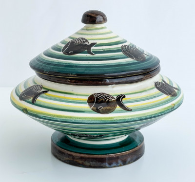 Rometti Ceramiche (attributed) - Covered Vessel 'Pesci'