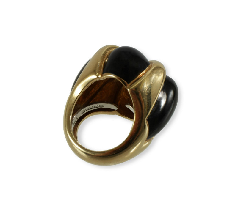 David Webb 18K Gold & Black Enamel Ring