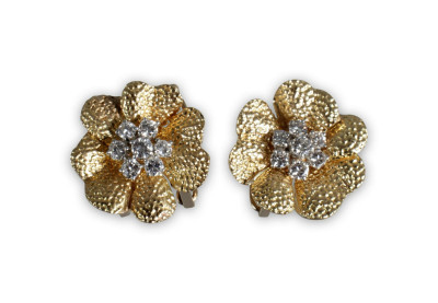 Image for Lot Diamond Flower Clips, probably Van Cleef & Arpels