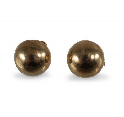 Image for Lot Pair of Gold Button Earrings