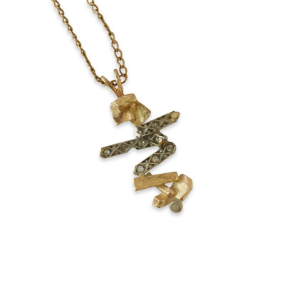 Brutalist 14k Gold & Diamond Necklace