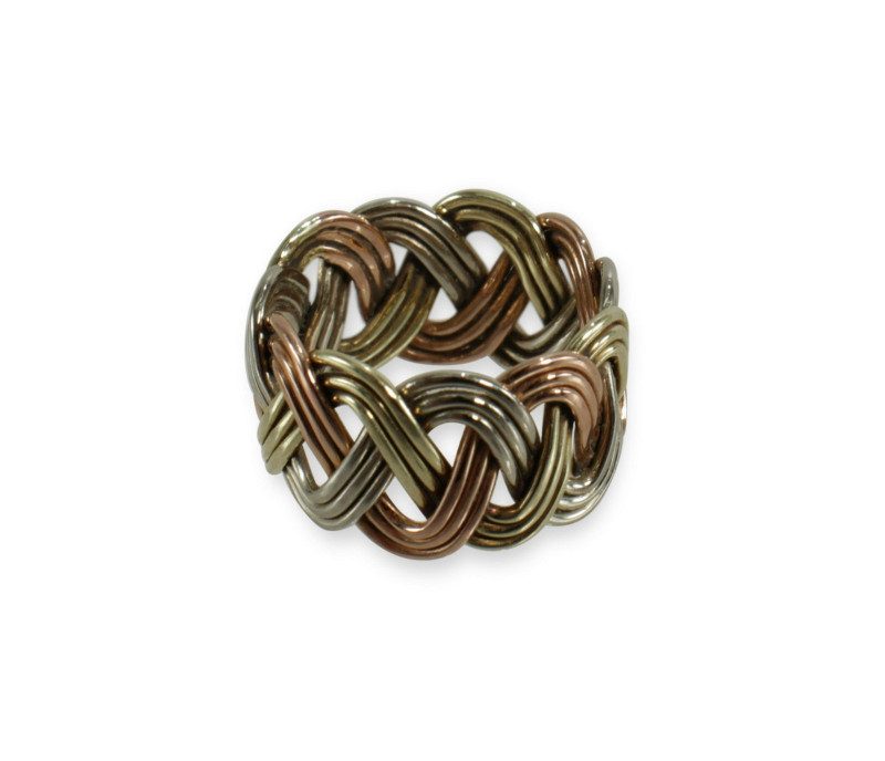 14K Tricolor Braided Ring