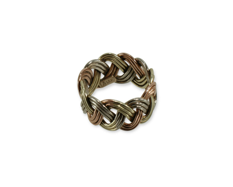 14K Tricolor Braided Ring
