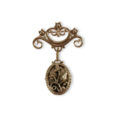 Image for Lot Art Nouveau Style 14k Gold Locket Brooch