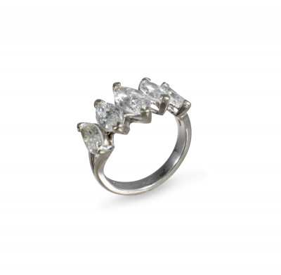 Image for Lot 2.08 ct Marquise Cut 5-Stone Diamond Ring