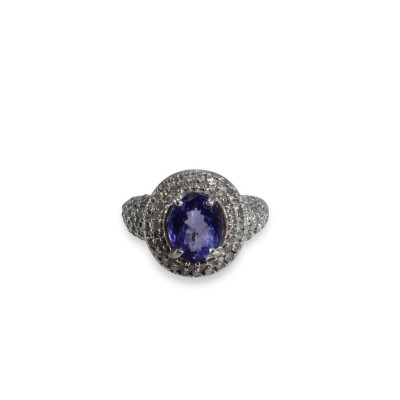 Image for Lot Blue Tourmaline & Diamond Ring