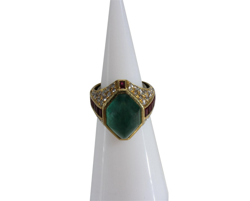 Emerald, Ruby and Diamond Ring