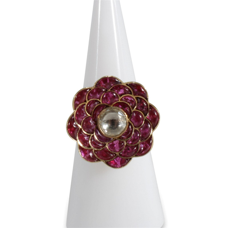 Diamond and Ruby Floriform Ring