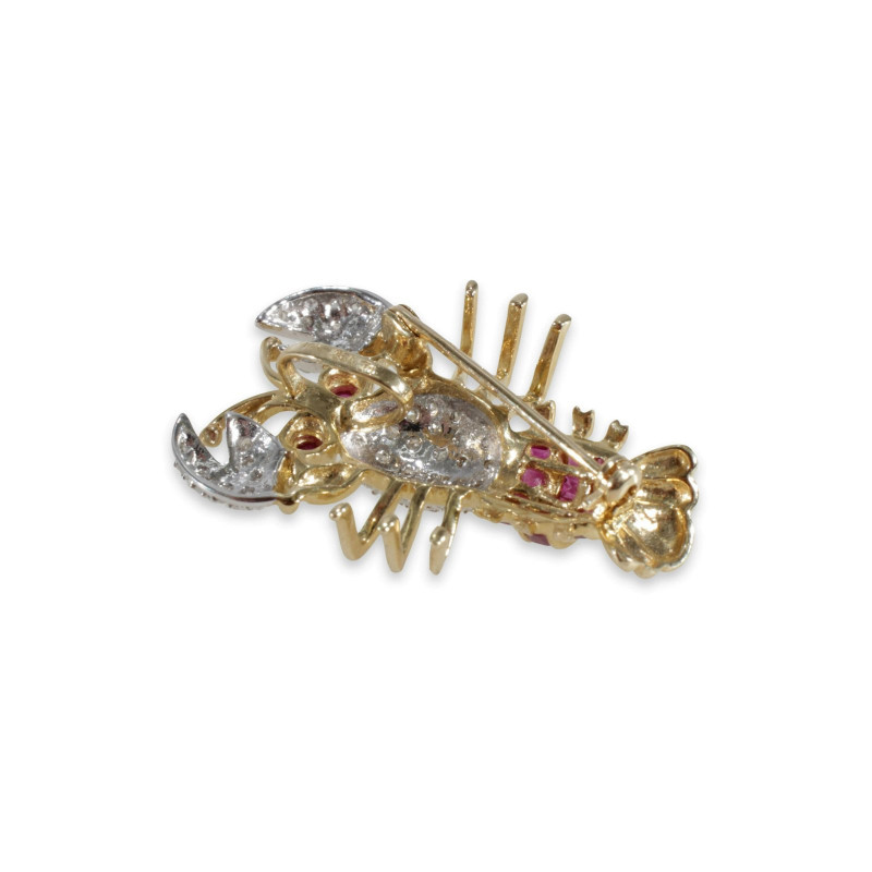 Ruby & Diamond Lobster Pendant Brooch