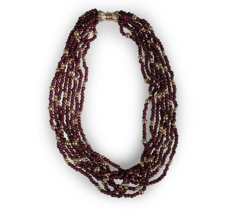 Garnet & Gold Beaded Necklace