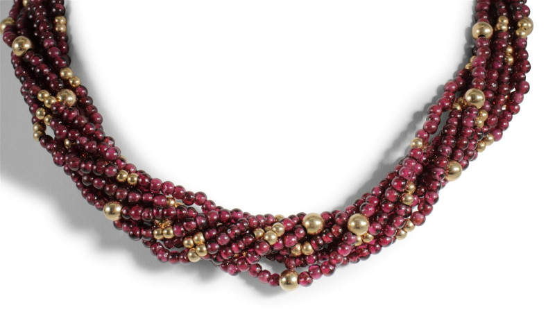 Garnet & Gold Beaded Necklace