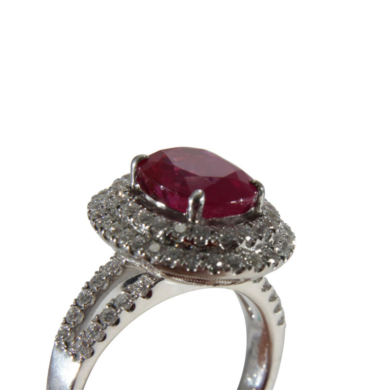 Burma Ruby and Diamond Ring