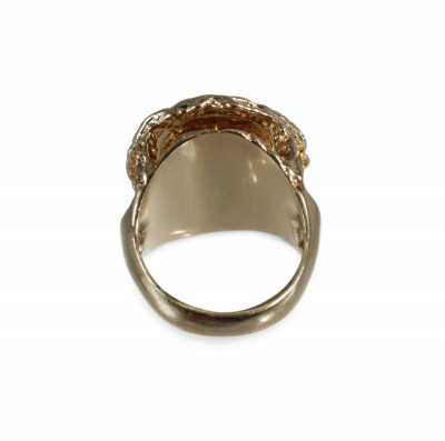 14k Gold Carved Flower Ring