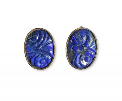 Image for Lot Pair of Carved Lapis Earrings