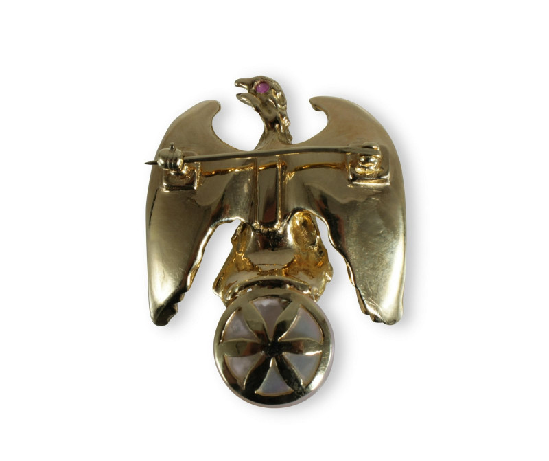 22K Yellow Gold Eagle Brooch