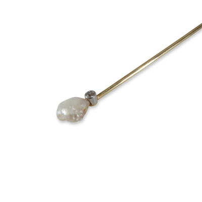 Tiffany & Co Diamond and Baroque Pearl Stick Pin