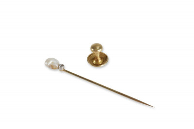Tiffany & Co Diamond and Baroque Pearl Stick Pin