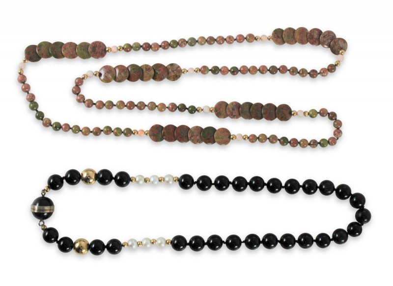 Group of Pearl & Hardstone Necklaces