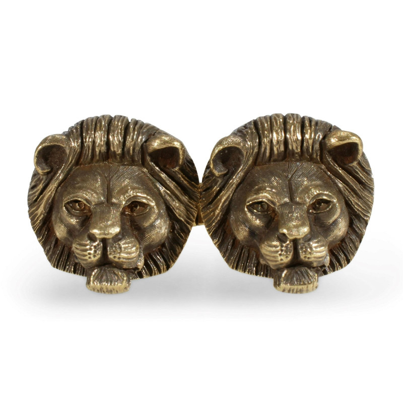 Pair of 18K Yellow Gold Lion Cufflinks