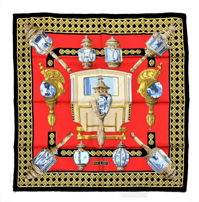 Image for Lot Hermes Feux de Route Twill Silk Scarf