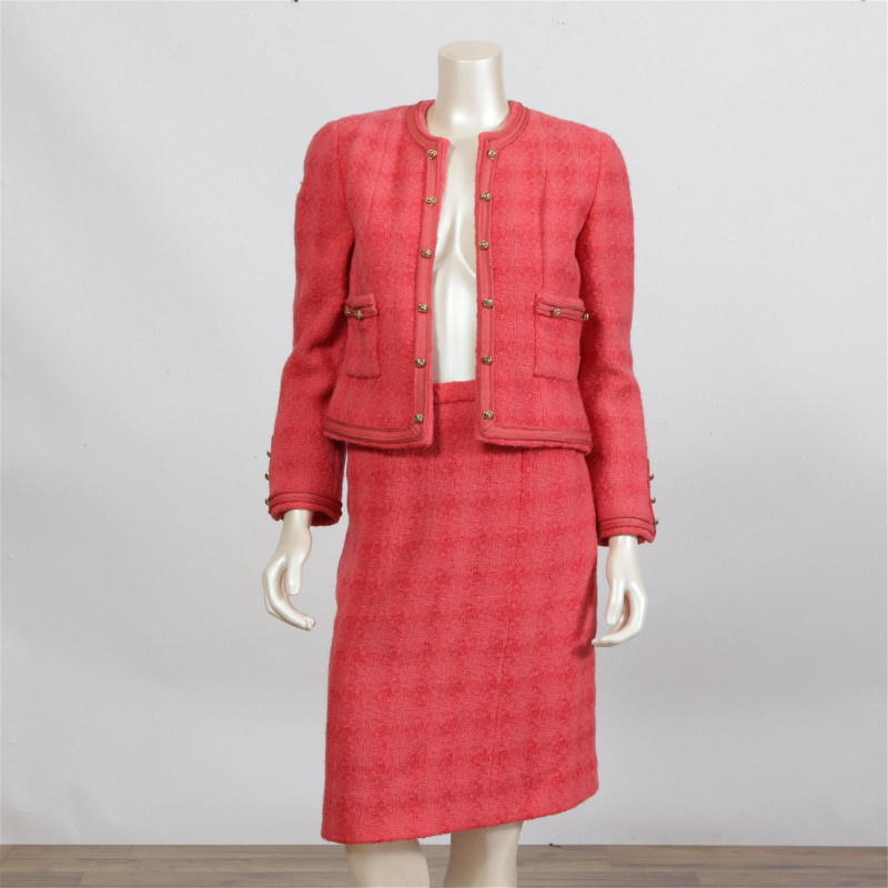 Chanel Red Tweed Skirt Suit, 1990s - Capsule Auctions