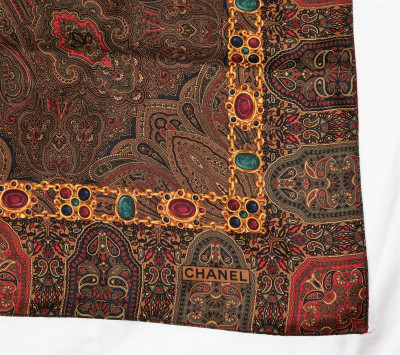 Chanel Paisley Silk and Wool Scarf