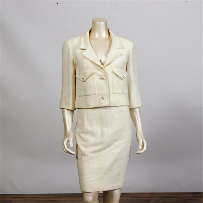 Image for Lot Chanel Ivory Tweed Skirt Suit, 1990s