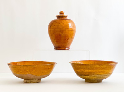 Image for Lot Three Chinese Amber Glazed Ceramic Vessels