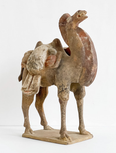 Image for Lot Chinese Painted Pottery Figure of a Camel