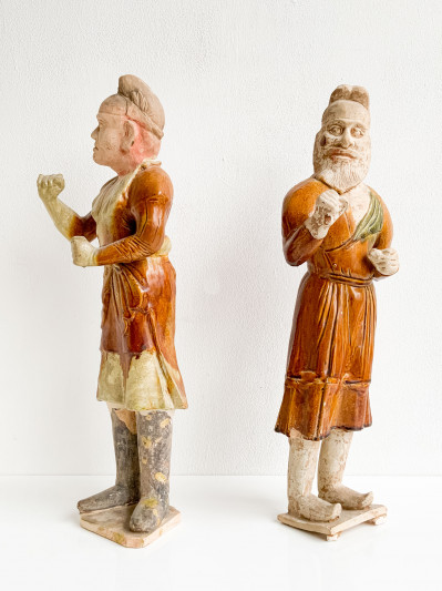 Two Chinese Sancai Glazed Figures of Foreign Grooms