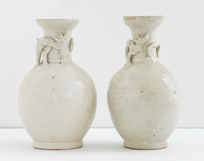 Image for Lot Pair of Chinese White Glazed Ceramic Vases