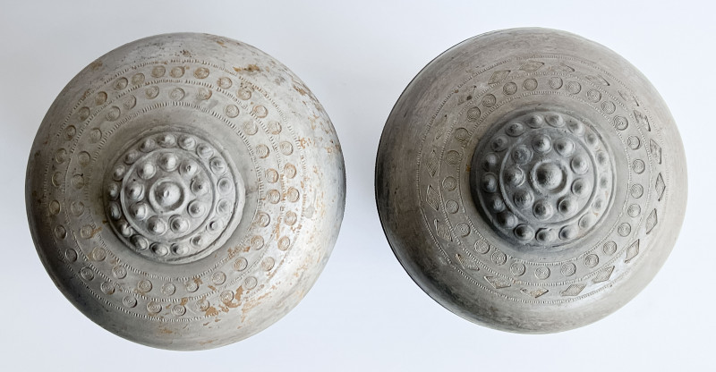 Two Chinese Grey Pottery Granaries