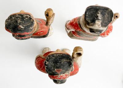 Three Chinese Painted Pottery Figures of Soldiers